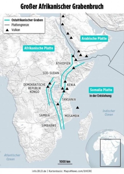 Африканский континент раскалывается на две части быстрее, чем ожидалось Африканский континент раскалывается на две части быстрее, чем ожидалось