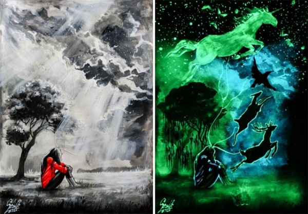 Картины Вивьен Санисло, которые в темноте открываются по-новому